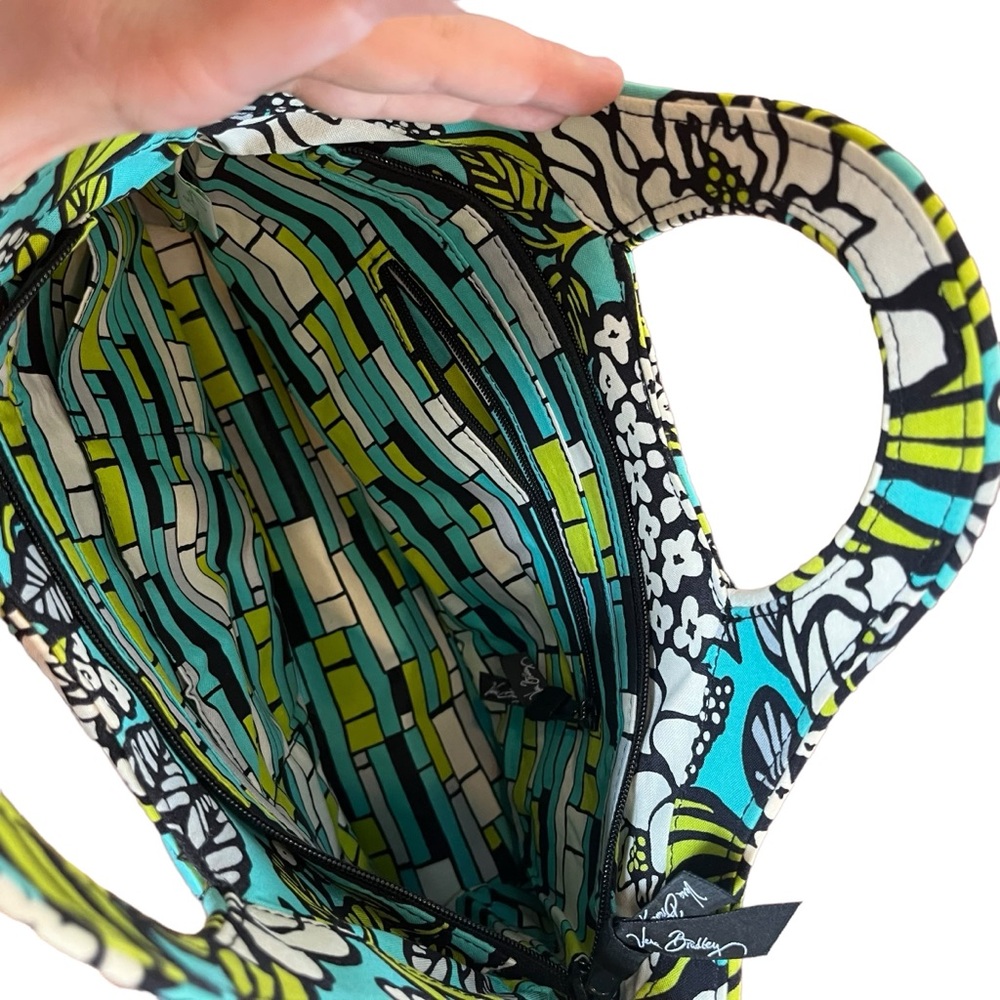 Vera Bradley Abby Purse Handbag Bag Satchel Island Blooms Blue Floral Blue Green - Picture 9 of 11